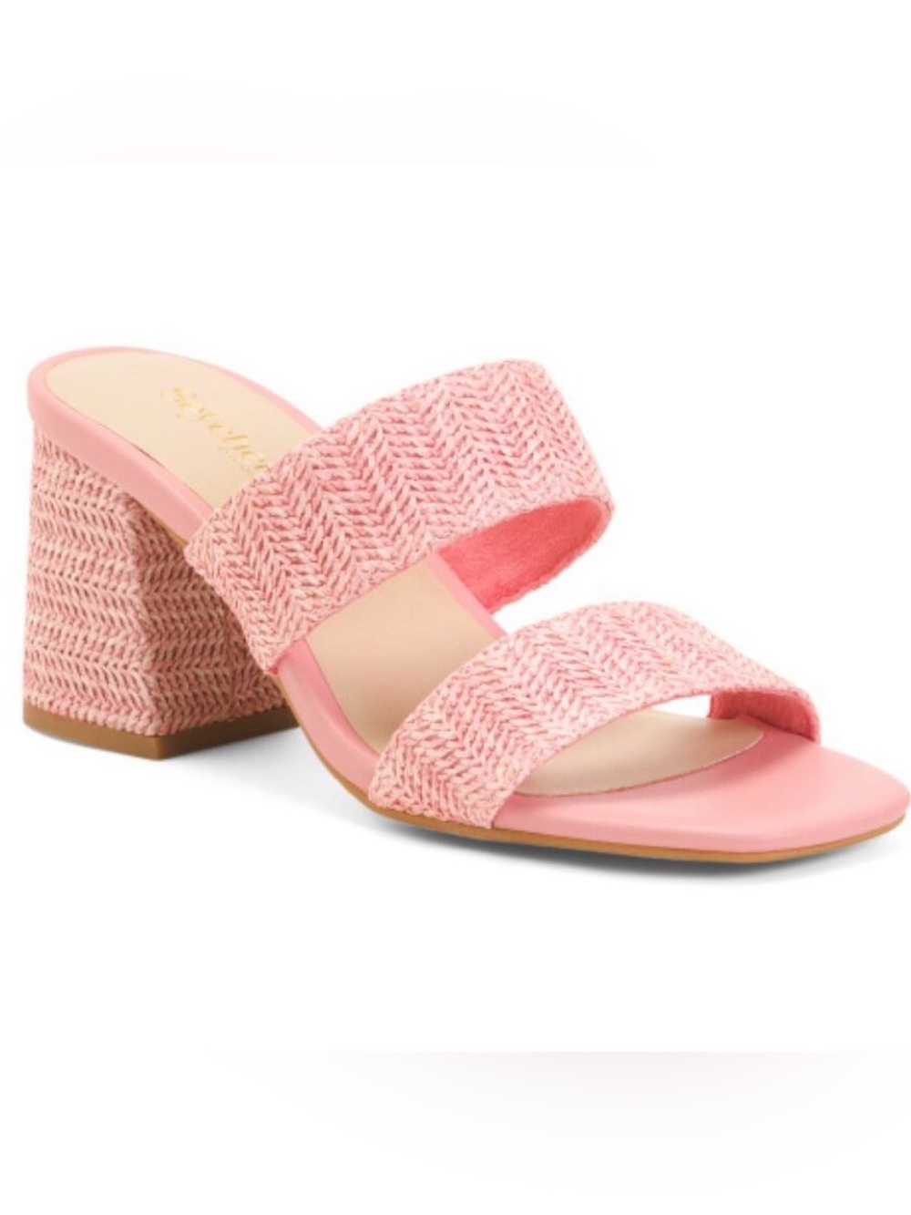 SEYCHELLES Newport Raffia Sandals block heel pink 10 excellent condition beachy
